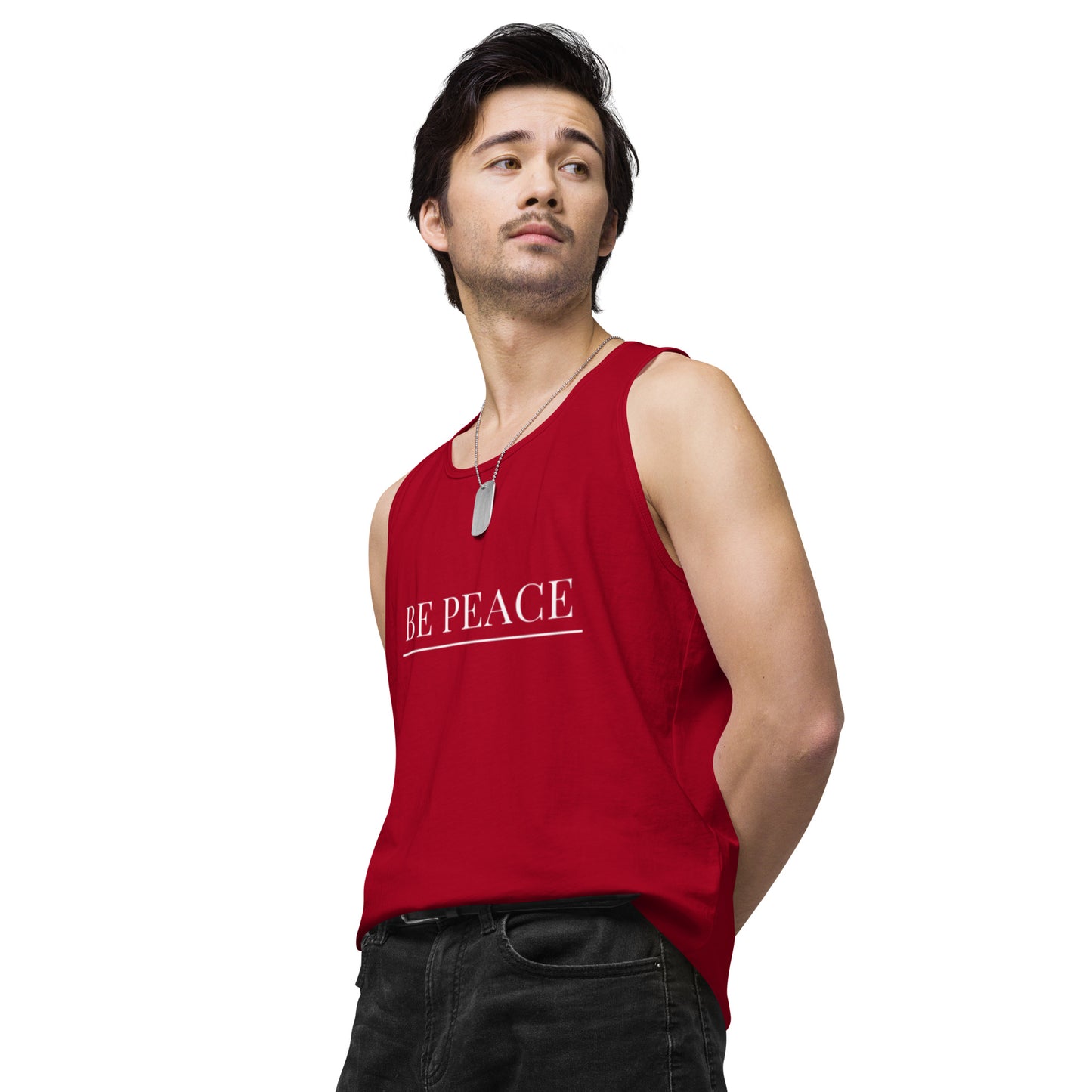 Men’s Premium Tank Top: Be Peace