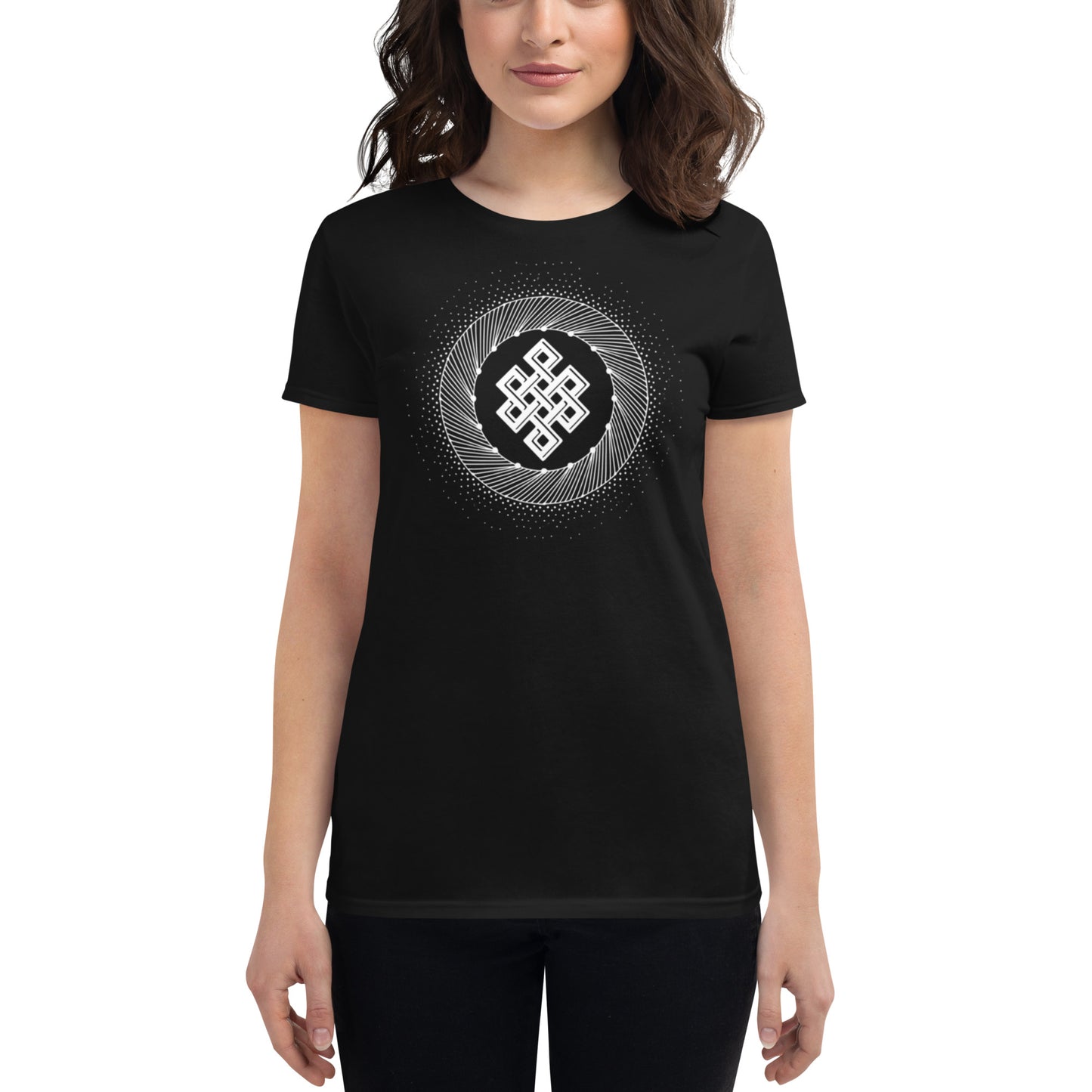 Women's Short Sleeve T-shirt: Tibetan Eternity Knot Mandala