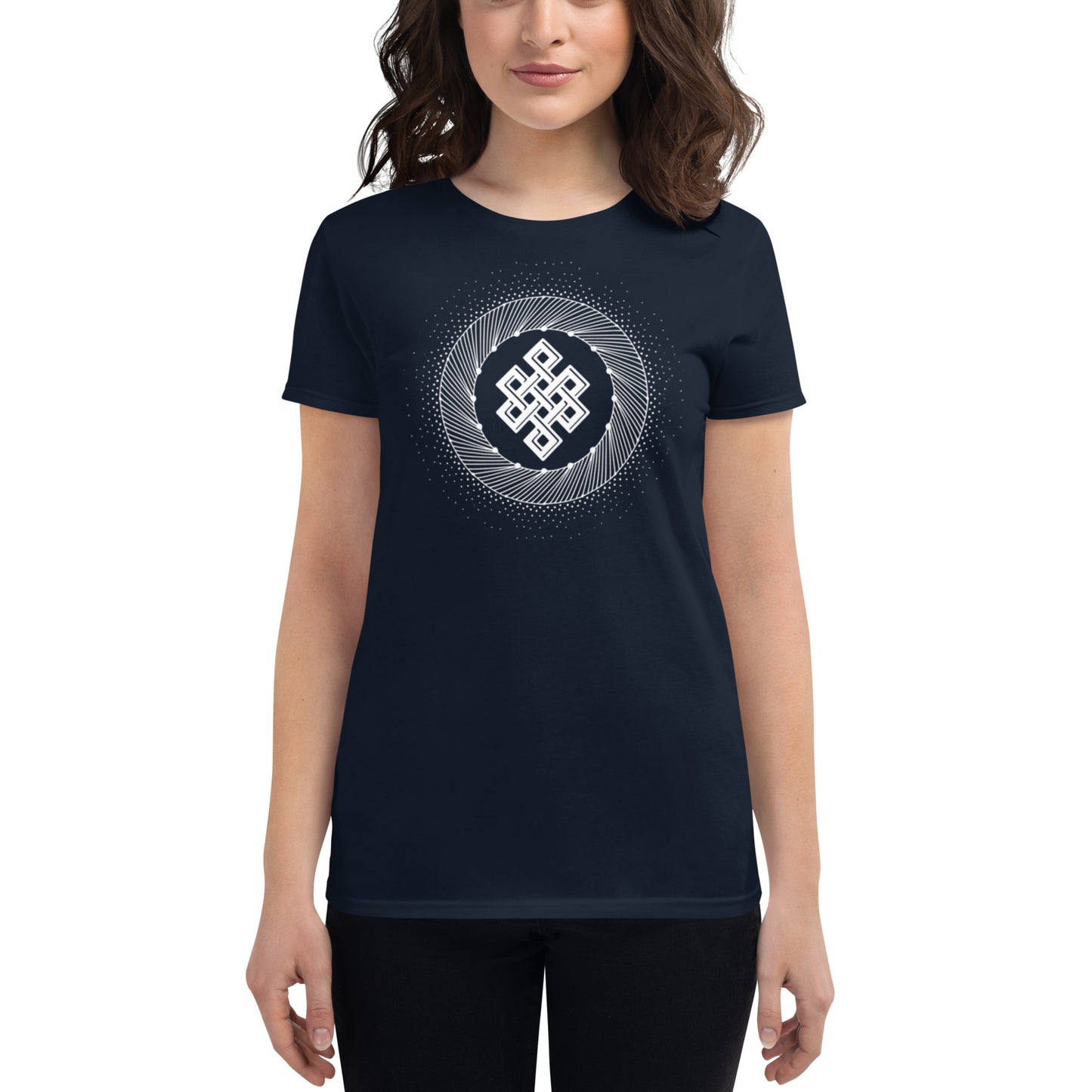 Women's Short Sleeve T-shirt: Tibetan Eternity Knot Mandala
