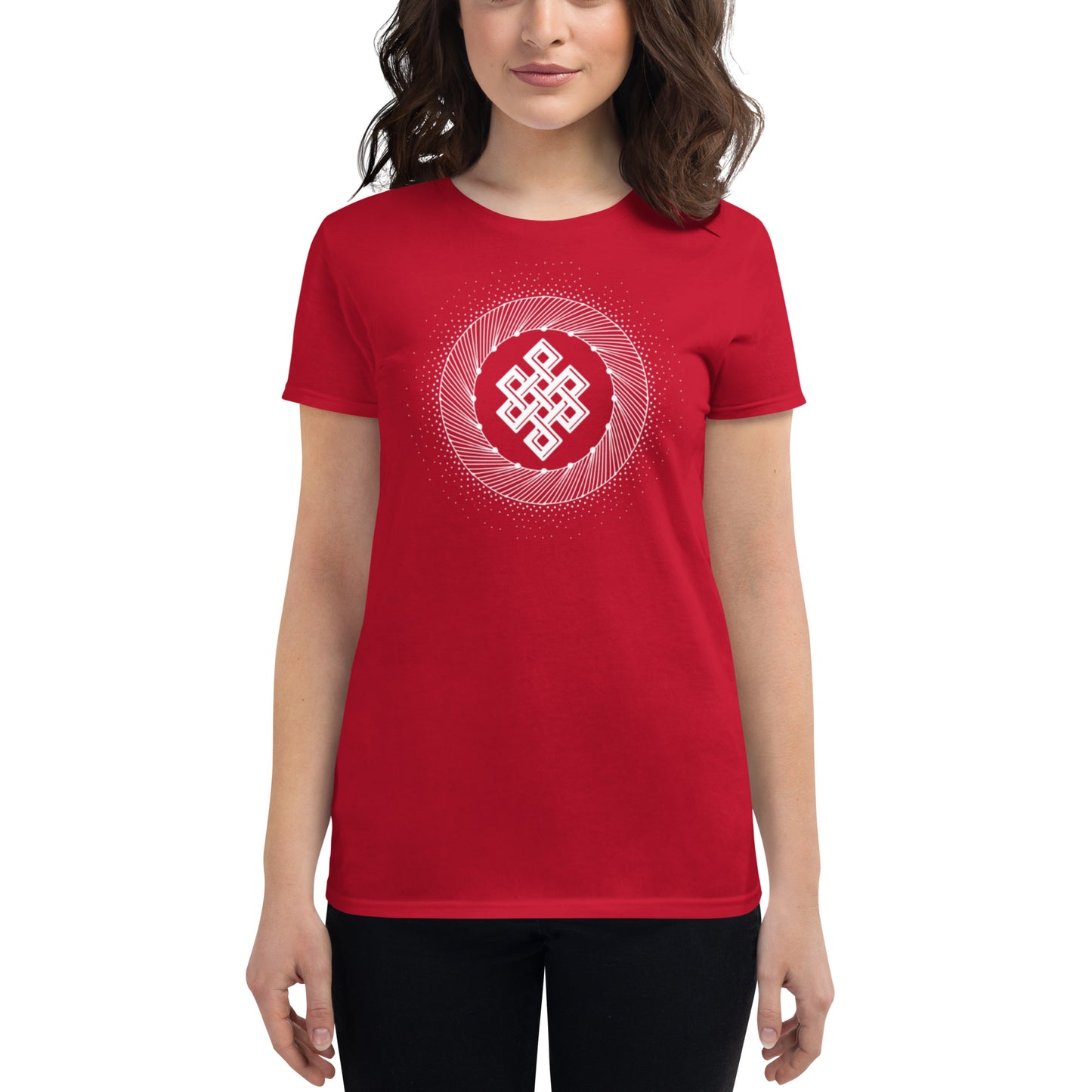 Women's Short Sleeve T-shirt: Tibetan Eternity Knot Mandala
