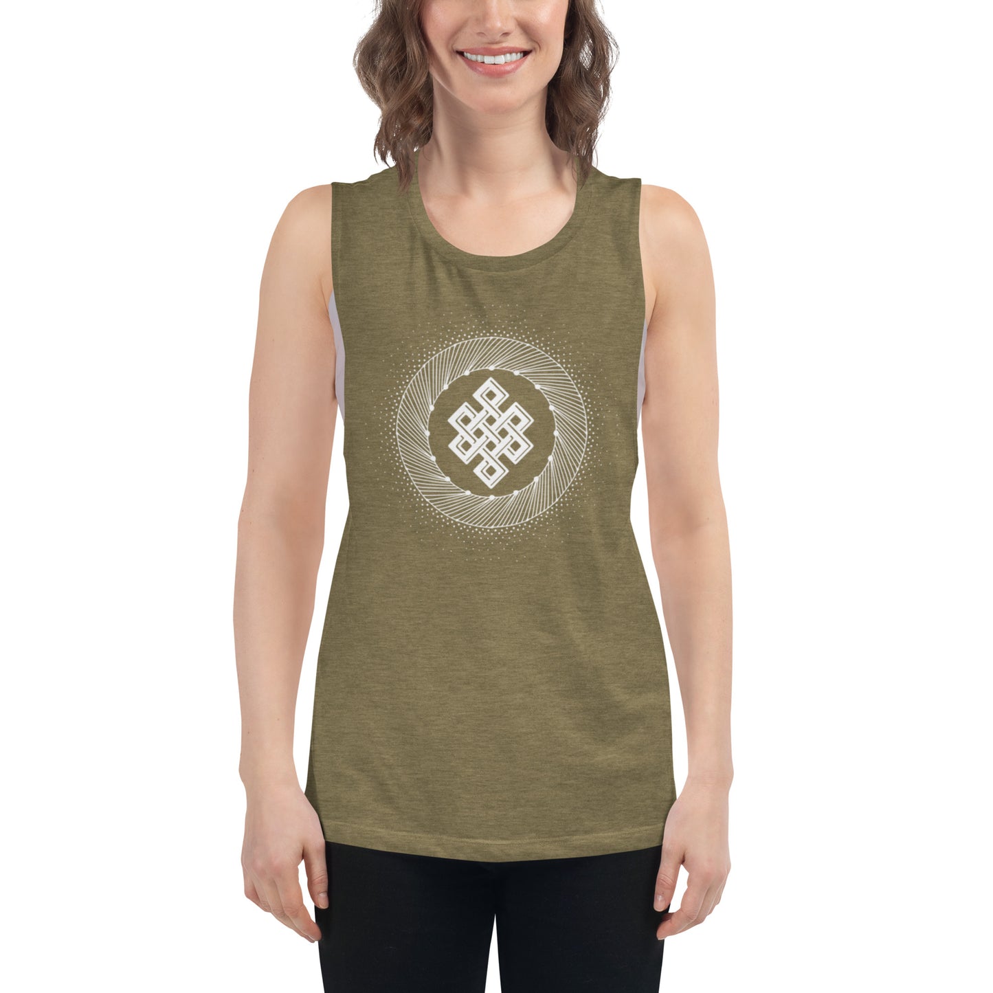 Ladies’ Muscle Tank: Tibetan Eternity Knot Mandala