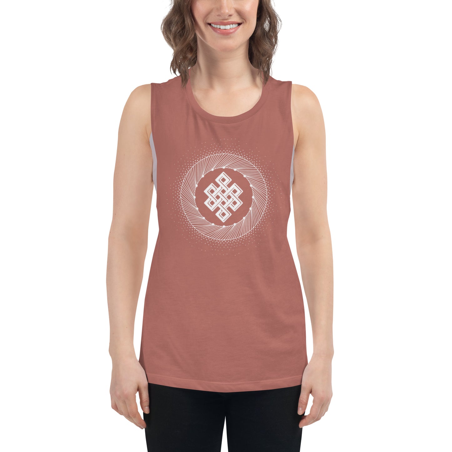 Ladies’ Muscle Tank: Tibetan Eternity Knot Mandala