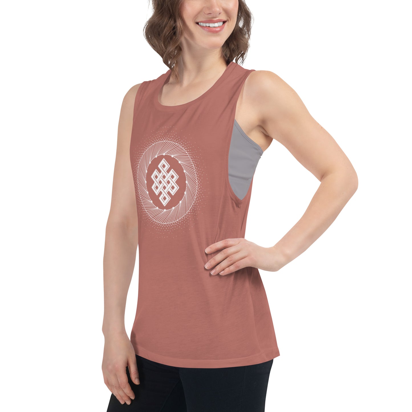 Ladies’ Muscle Tank: Tibetan Eternity Knot Mandala