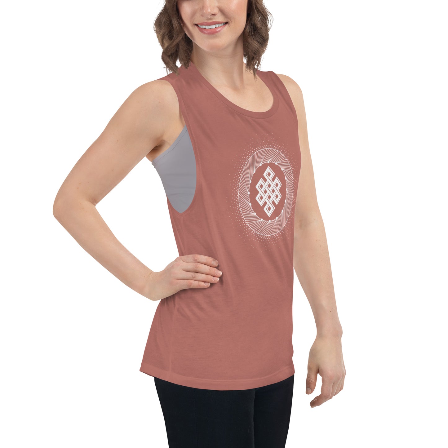 Ladies’ Muscle Tank: Tibetan Eternity Knot Mandala