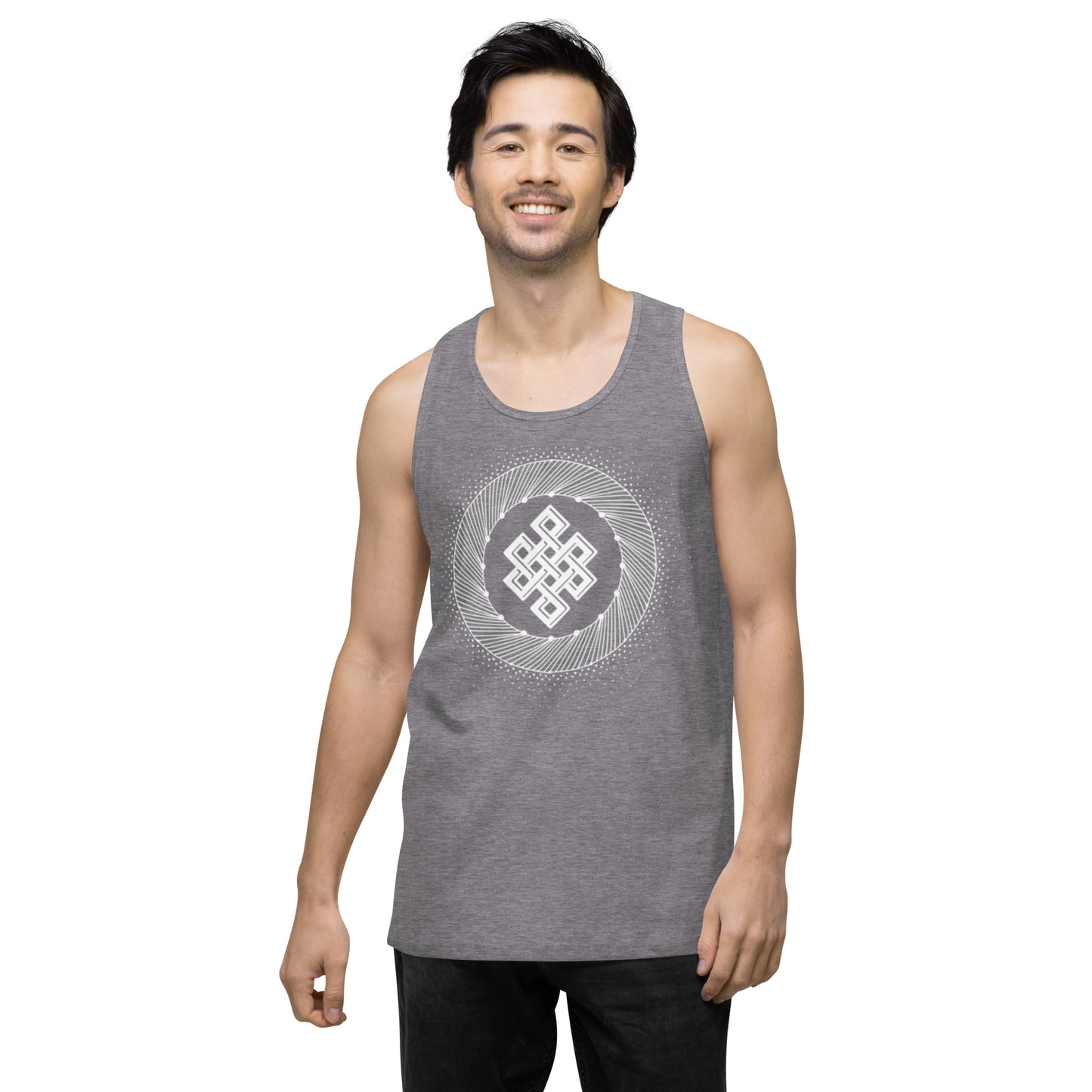 Men’s Premium Tank Top: Tibetan Eternity Knot Mandala