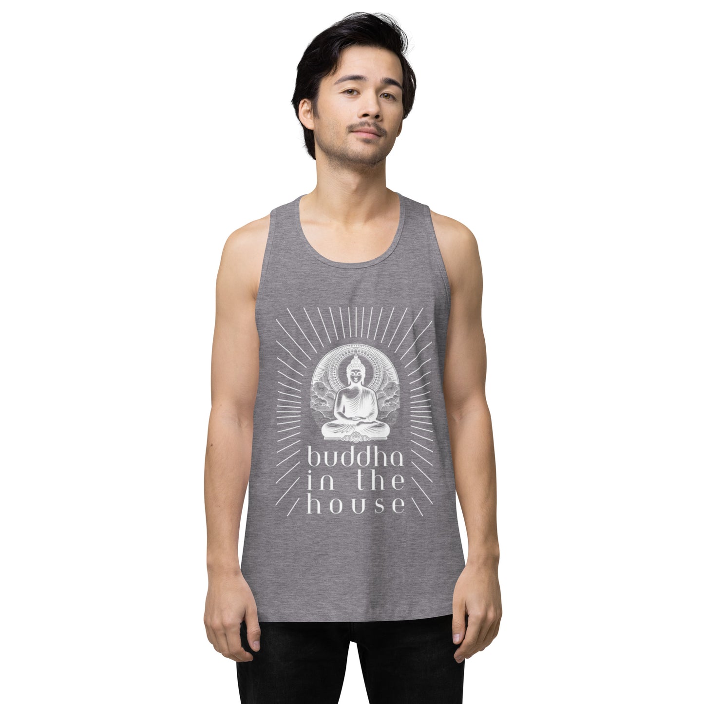 Men’s Premium Tank Top: Buddha in the House