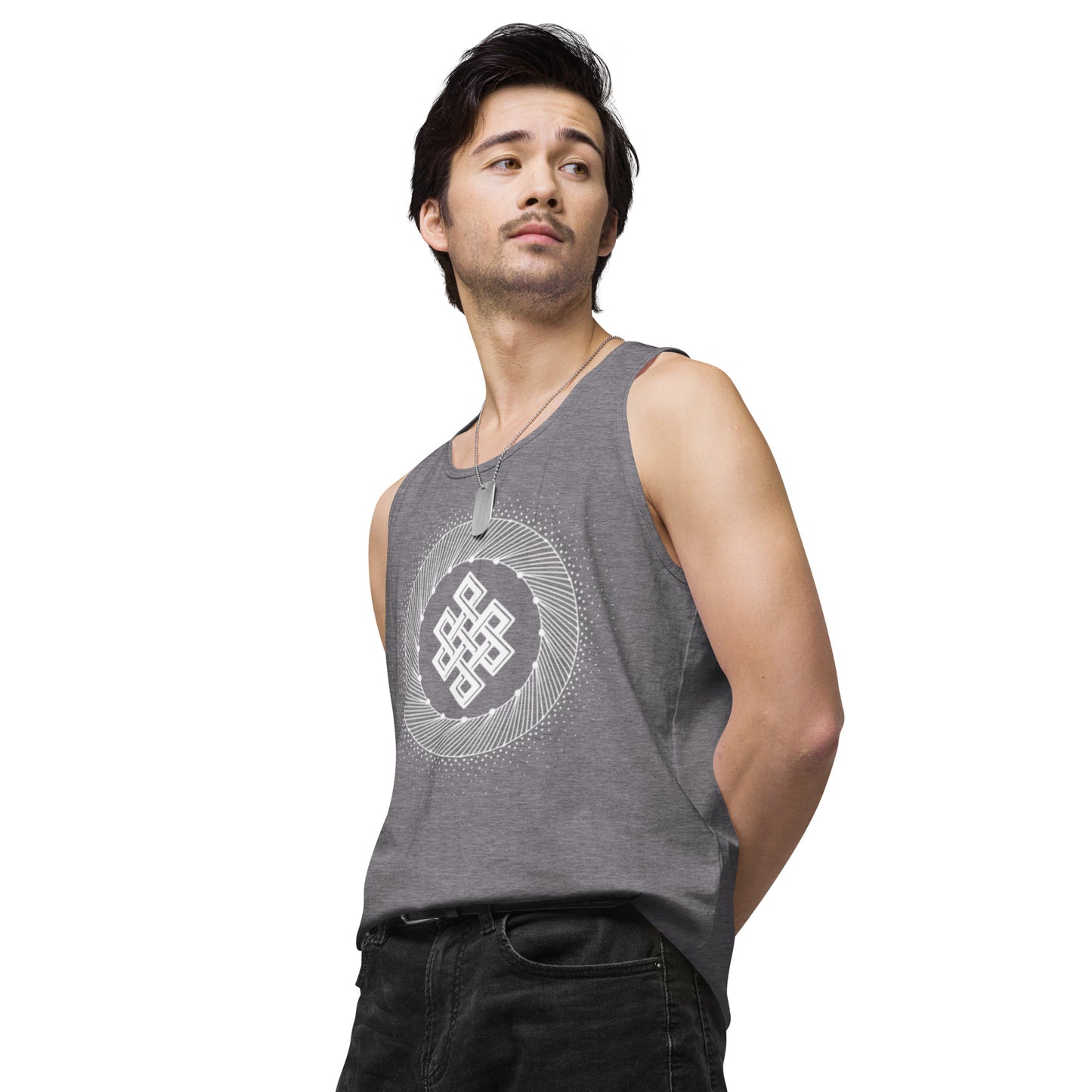 Men’s Premium Tank Top: Tibetan Eternity Knot Mandala