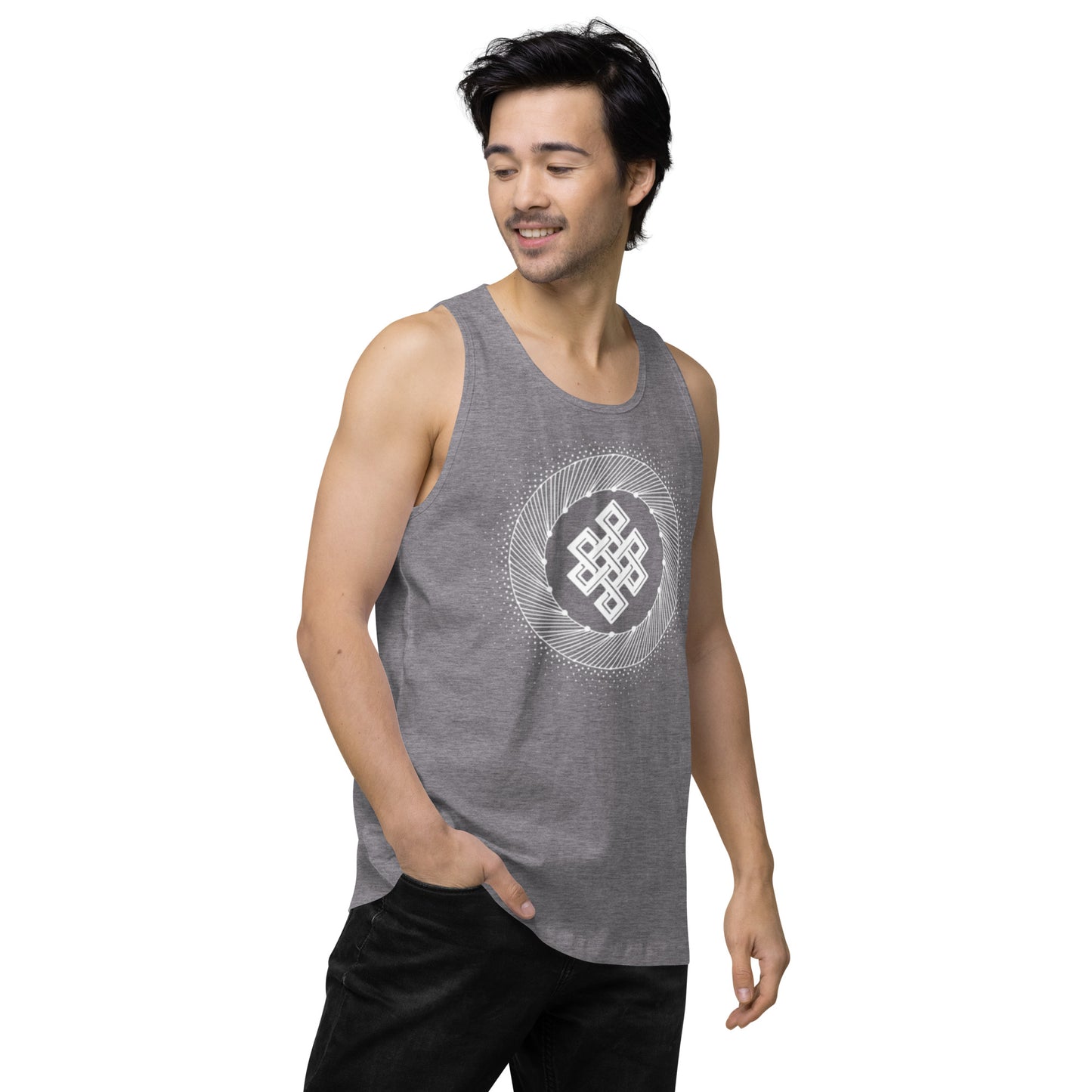 Men’s Premium Tank Top: Tibetan Eternity Knot Mandala