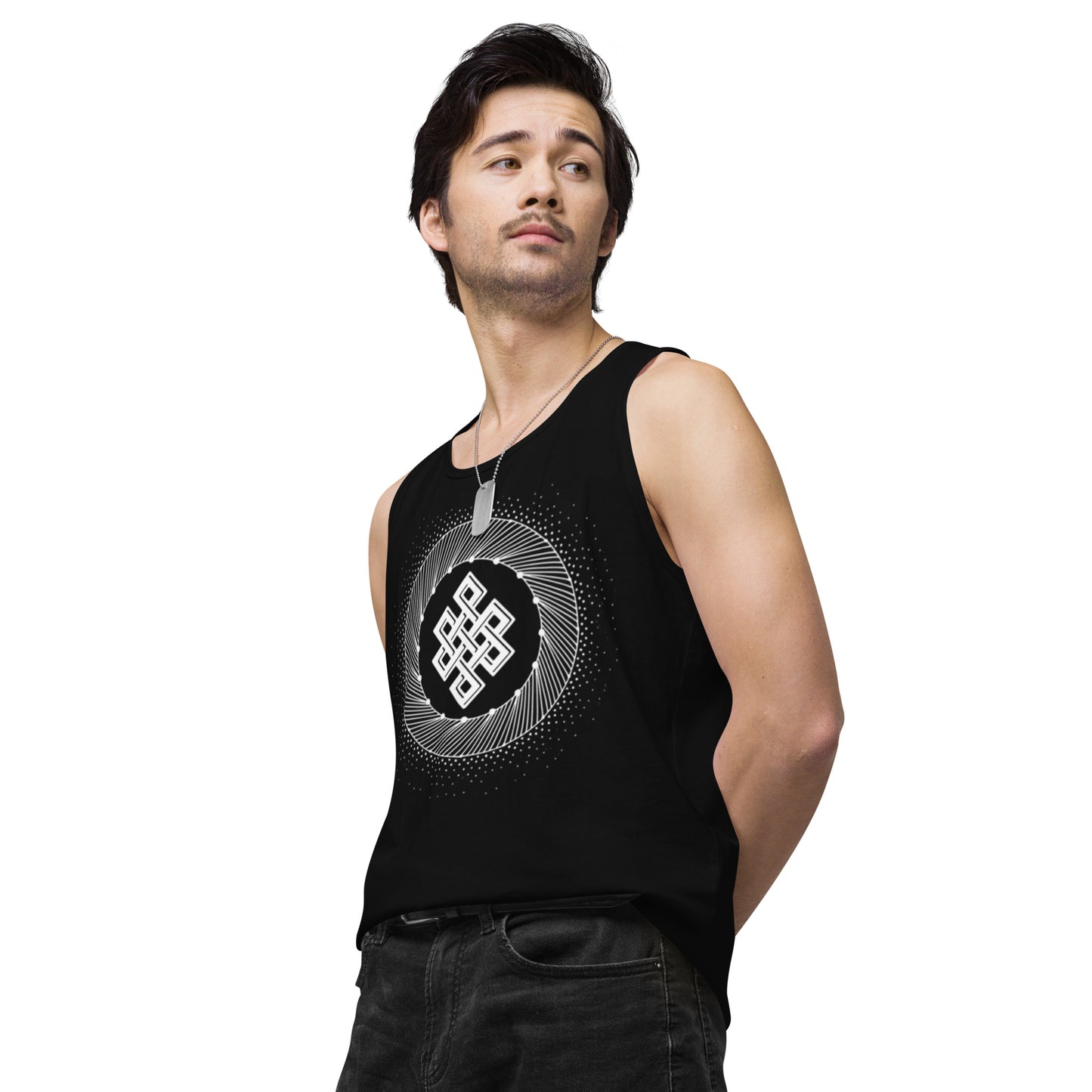 Men’s Premium Tank Top: Tibetan Eternity Knot Mandala