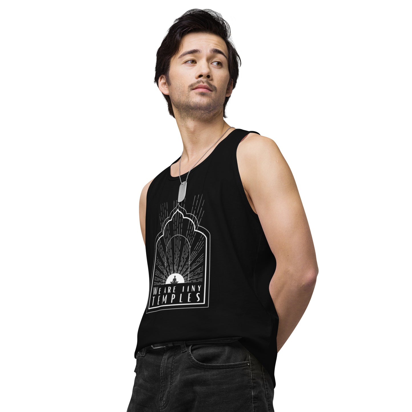 Men’s Premium Tank Top: We Are Tiny Temples