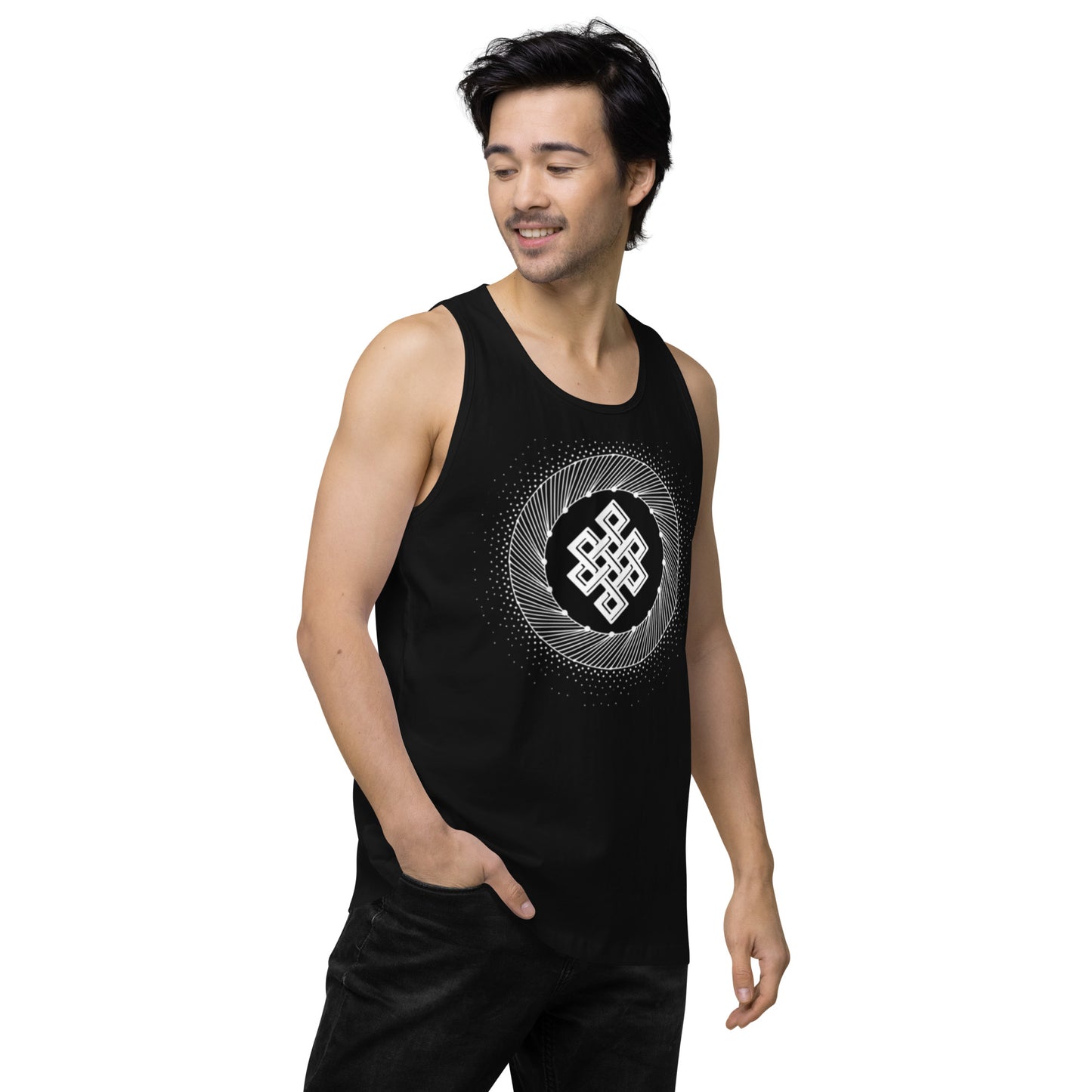 Men’s Premium Tank Top: Tibetan Eternity Knot Mandala