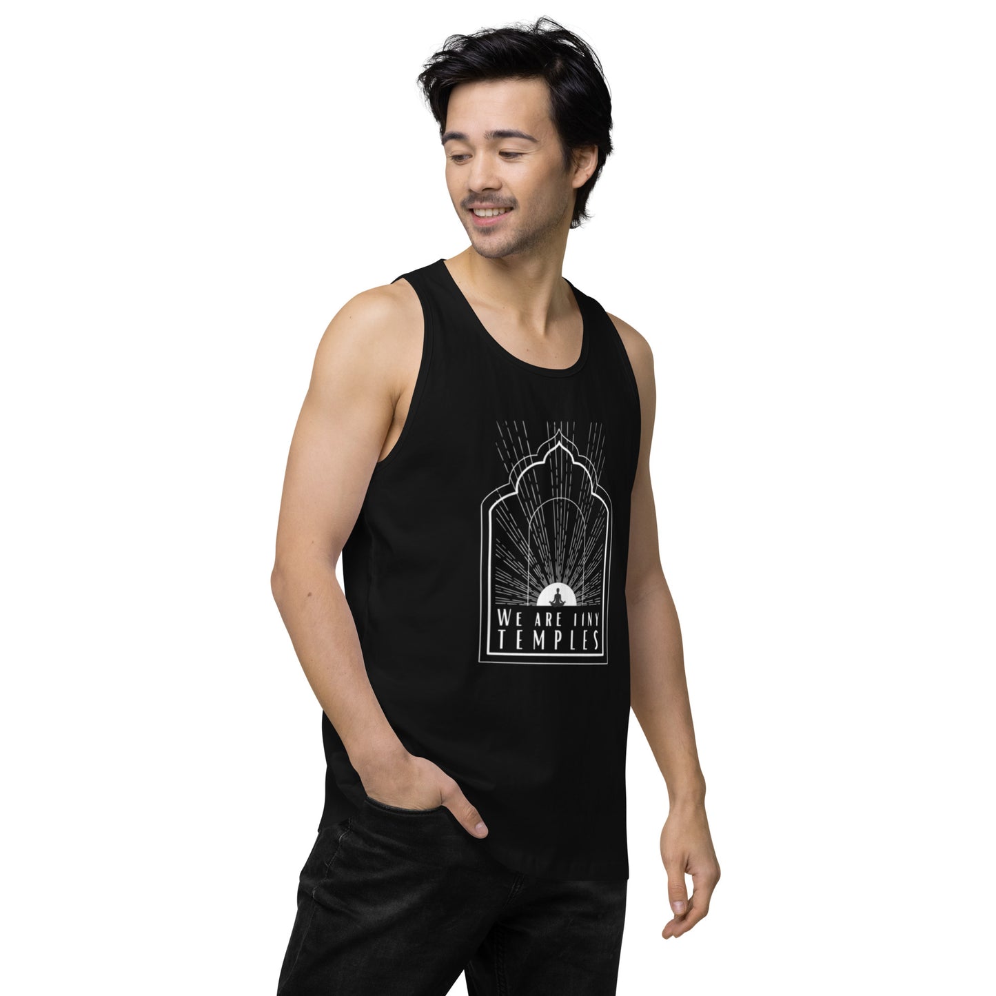 Men’s Premium Tank Top: We Are Tiny Temples