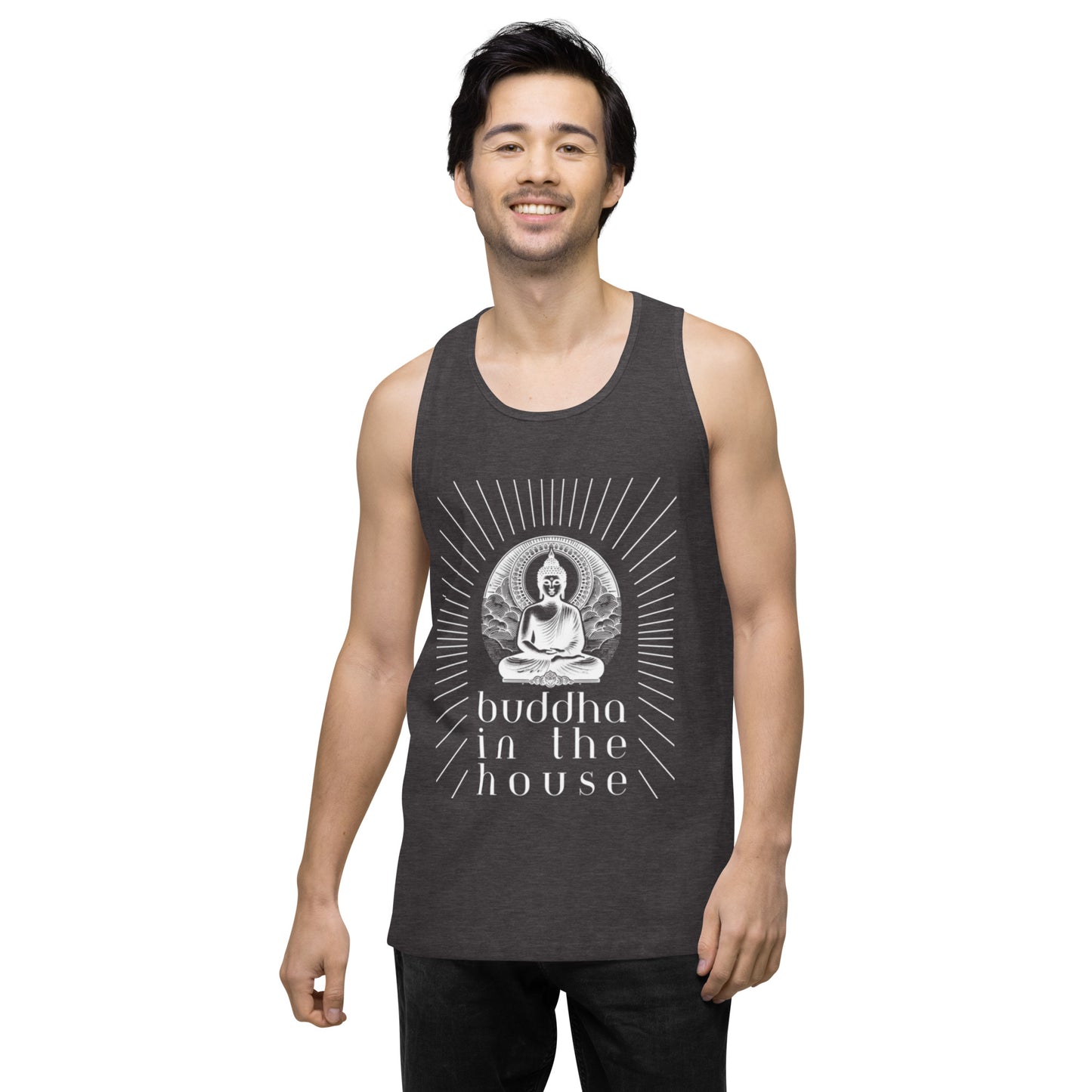 Men’s Premium Tank Top: Buddha in the House