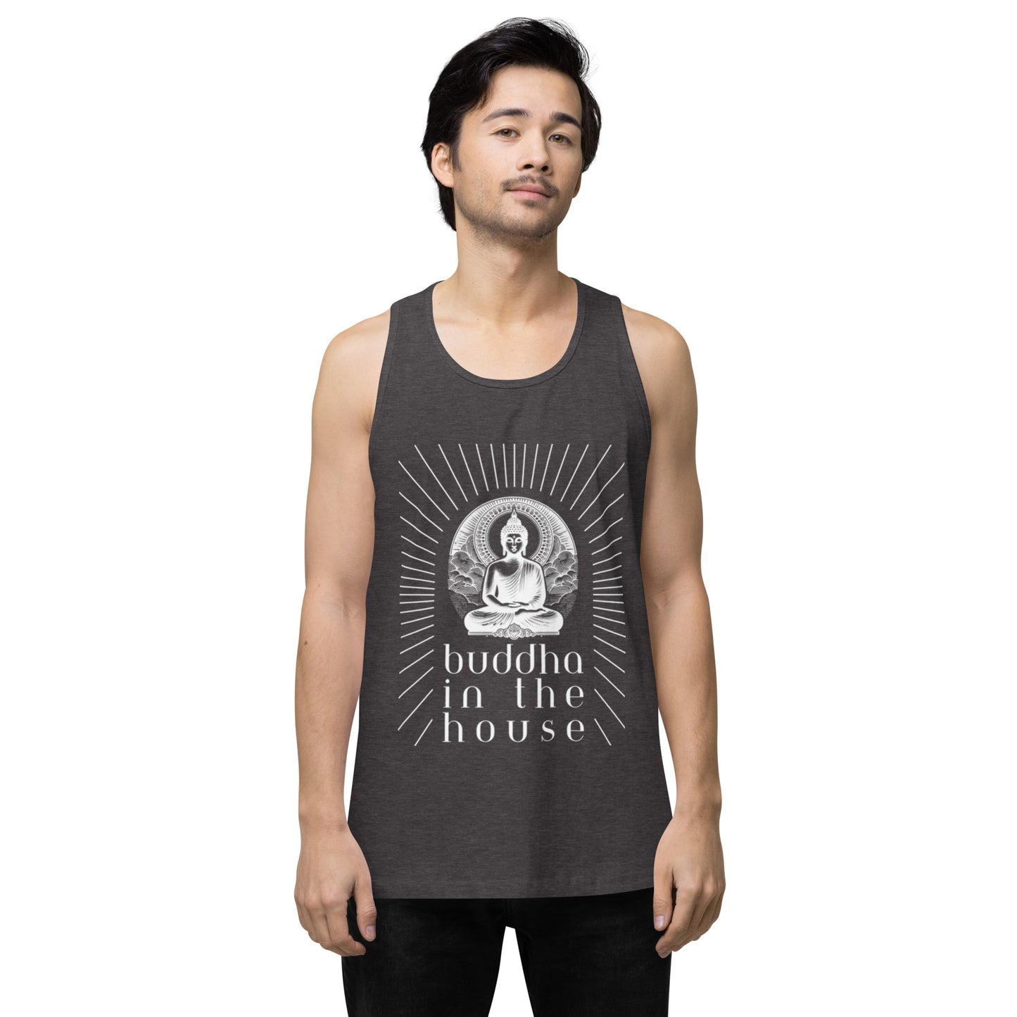 Men’s Premium Tank Top: Buddha in the House