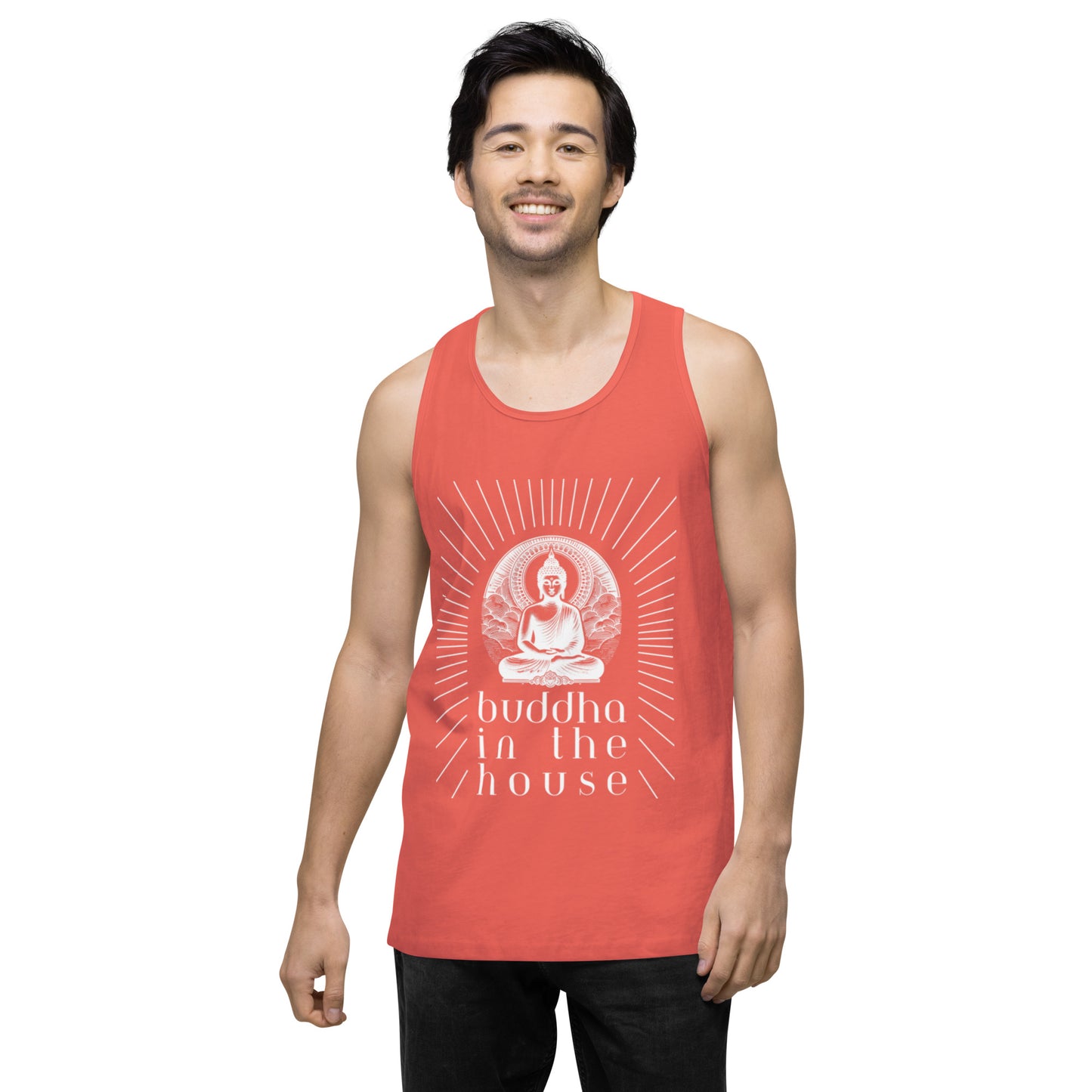 Men’s Premium Tank Top: Buddha in the House