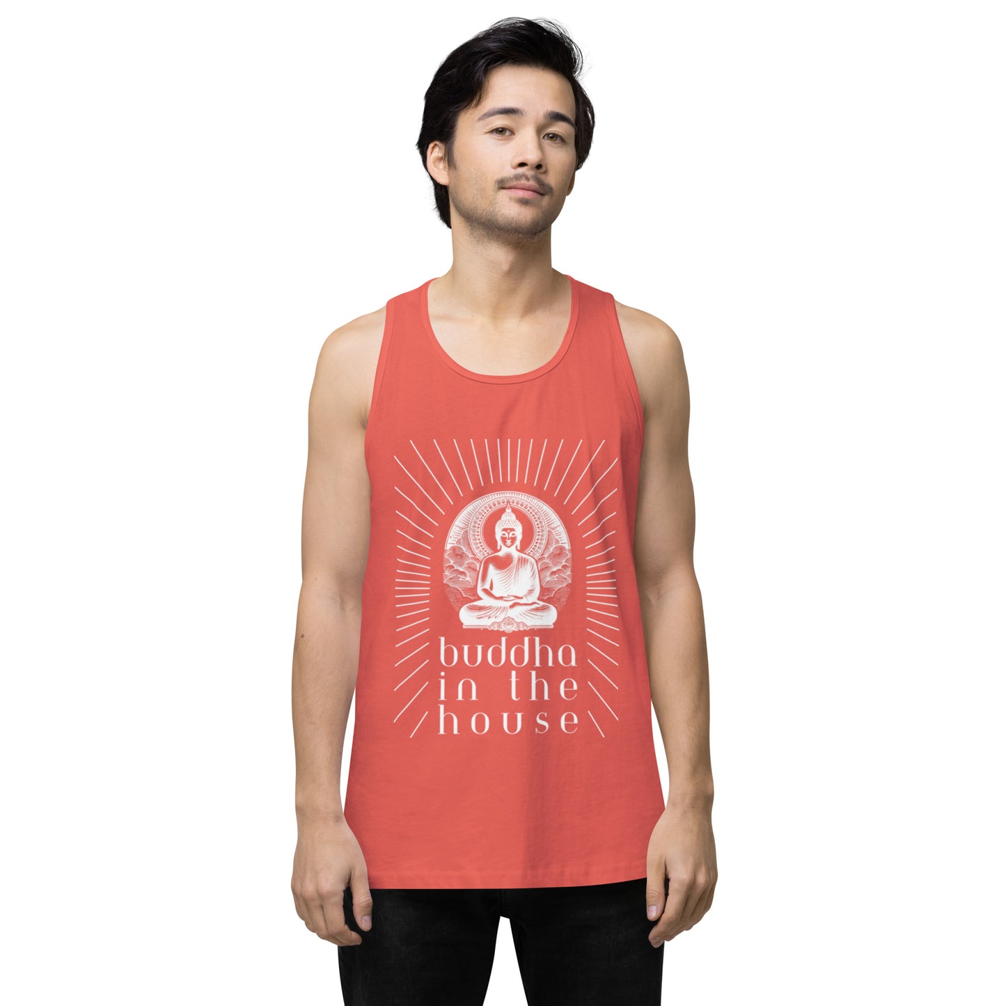 Men’s Premium Tank Top: Buddha in the House