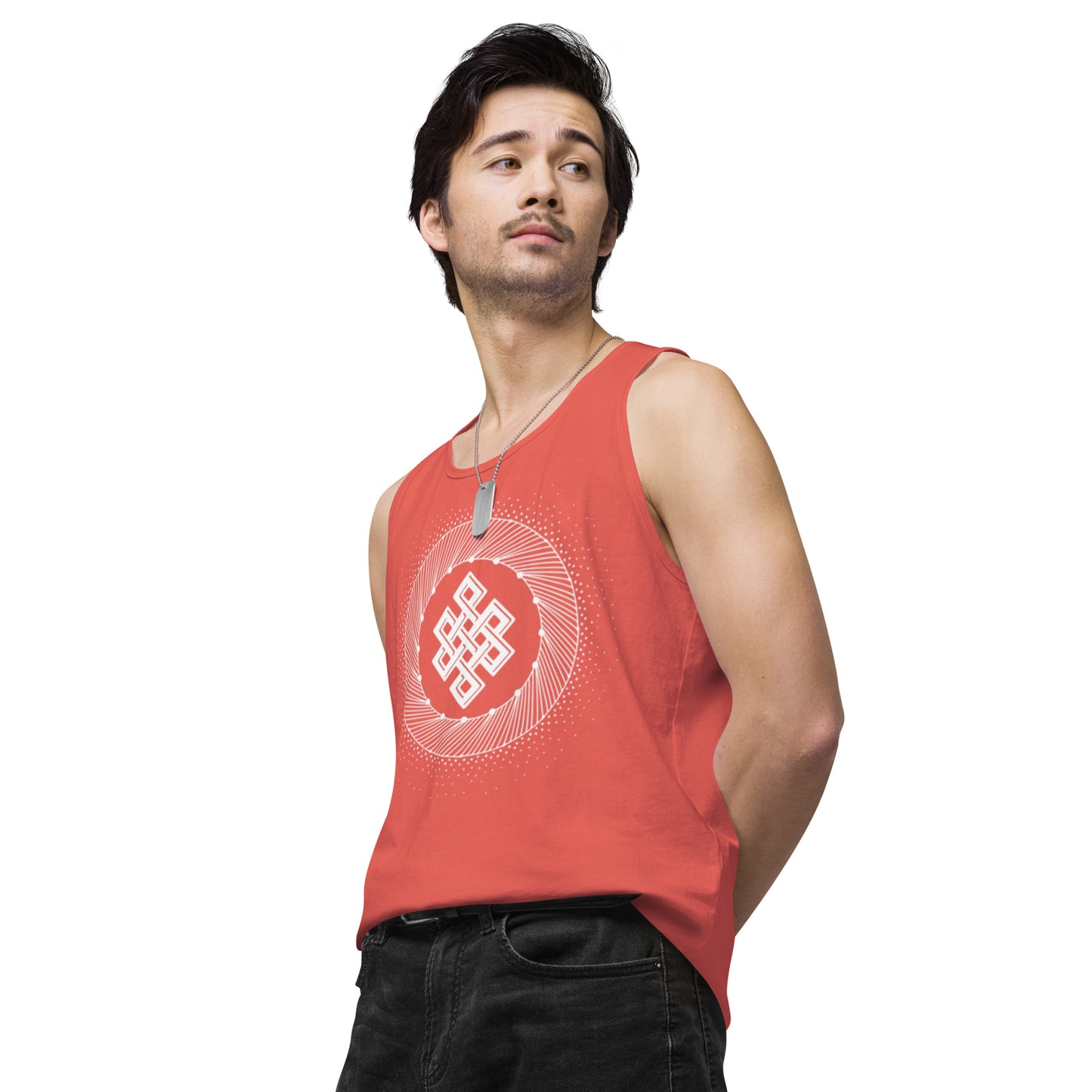 Men’s Premium Tank Top: Tibetan Eternity Knot Mandala