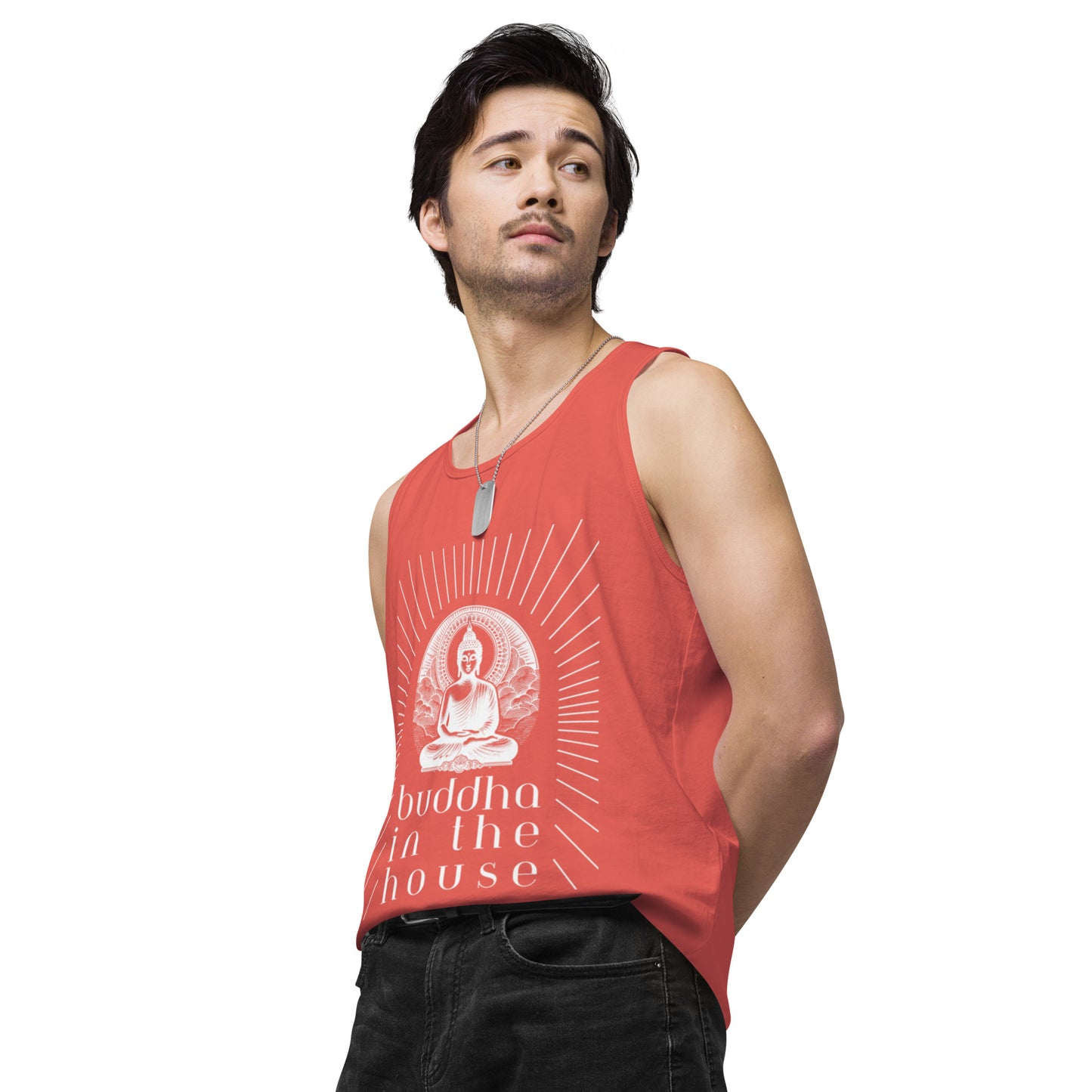 Men’s Premium Tank Top: Buddha in the House