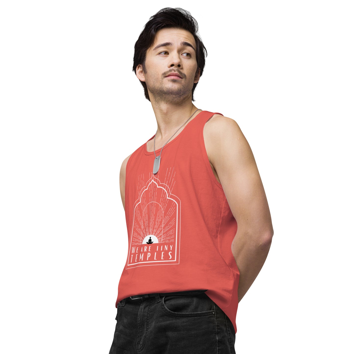 Men’s Premium Tank Top: We Are Tiny Temples