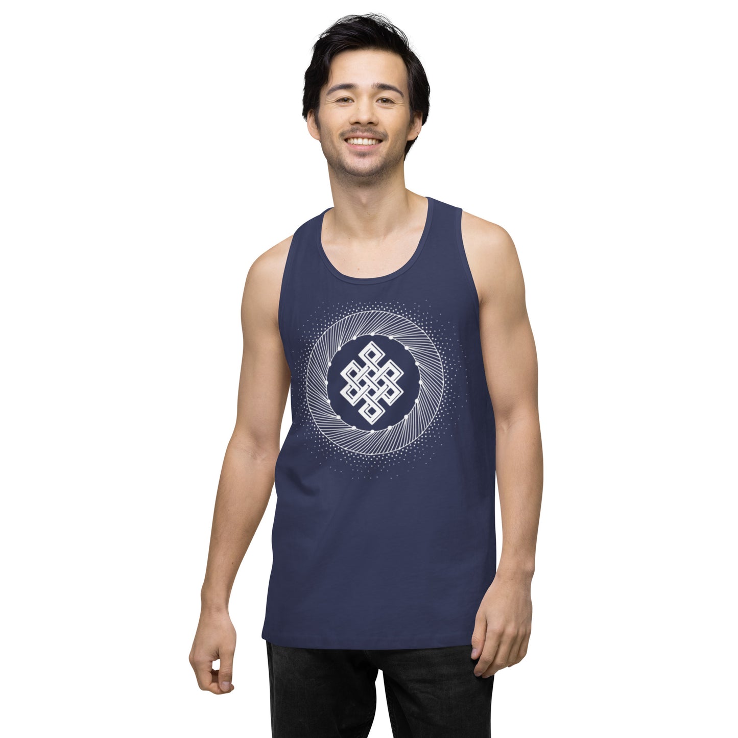 Men’s Premium Tank Top: Tibetan Eternity Knot Mandala