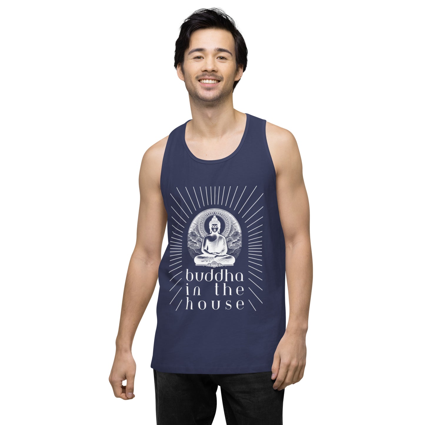 Men’s Premium Tank Top: Buddha in the House