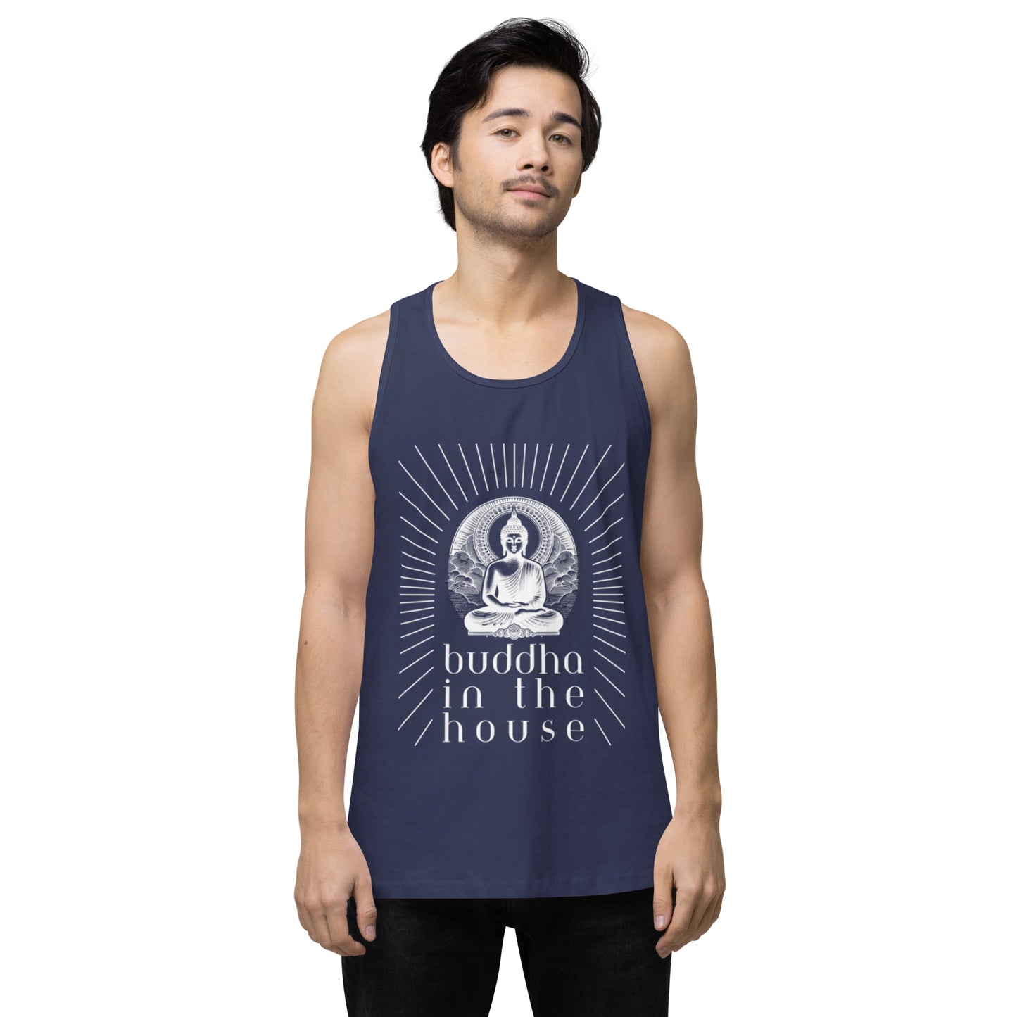 Men’s Premium Tank Top: Buddha in the House