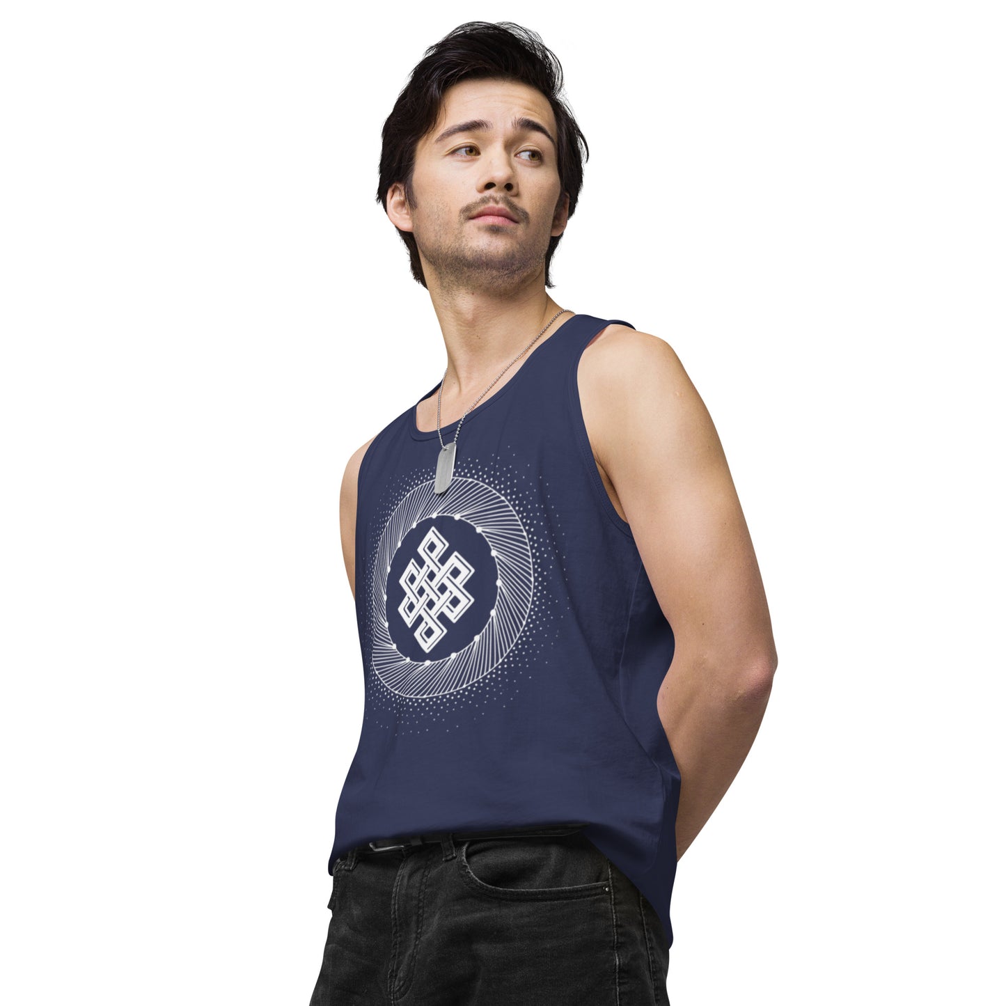 Men’s Premium Tank Top: Tibetan Eternity Knot Mandala