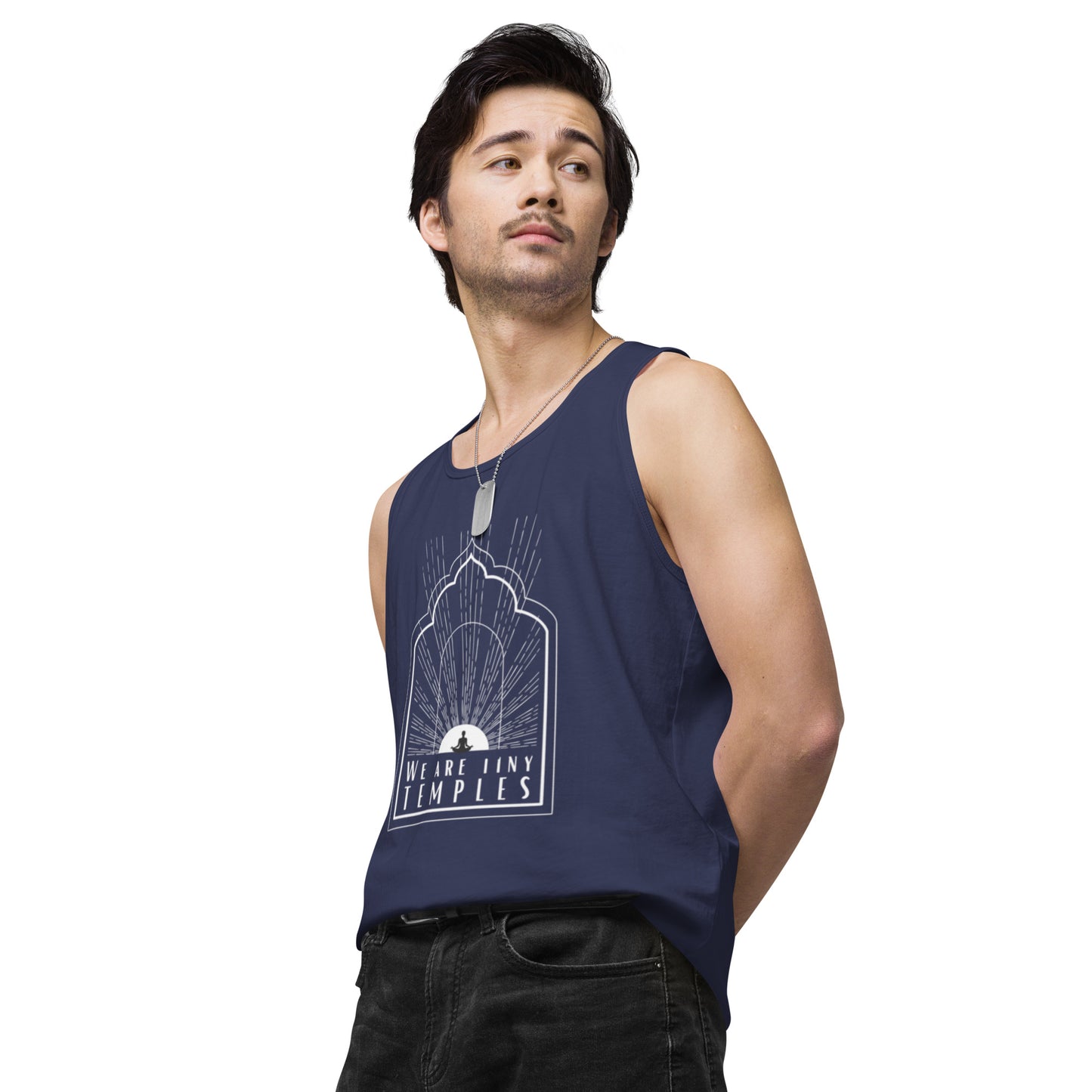 Men’s Premium Tank Top: We Are Tiny Temples