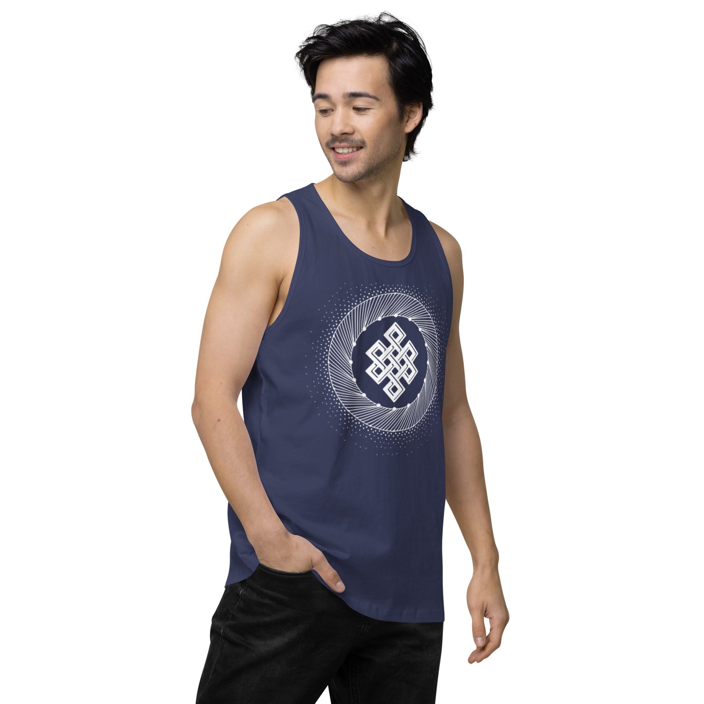 Men’s Premium Tank Top: Tibetan Eternity Knot Mandala