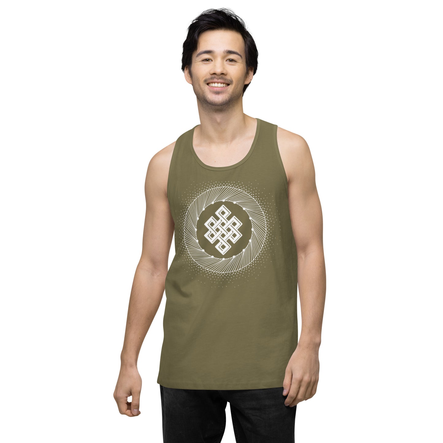 Men’s Premium Tank Top: Tibetan Eternity Knot Mandala