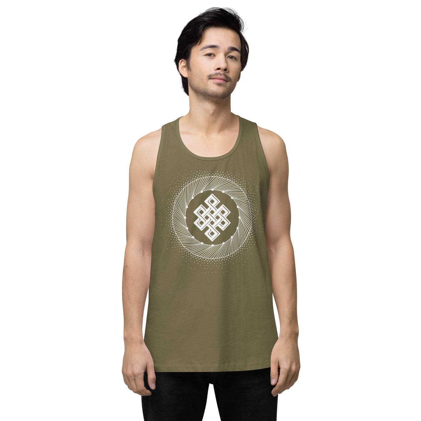 Men’s Premium Tank Top: Tibetan Eternity Knot Mandala