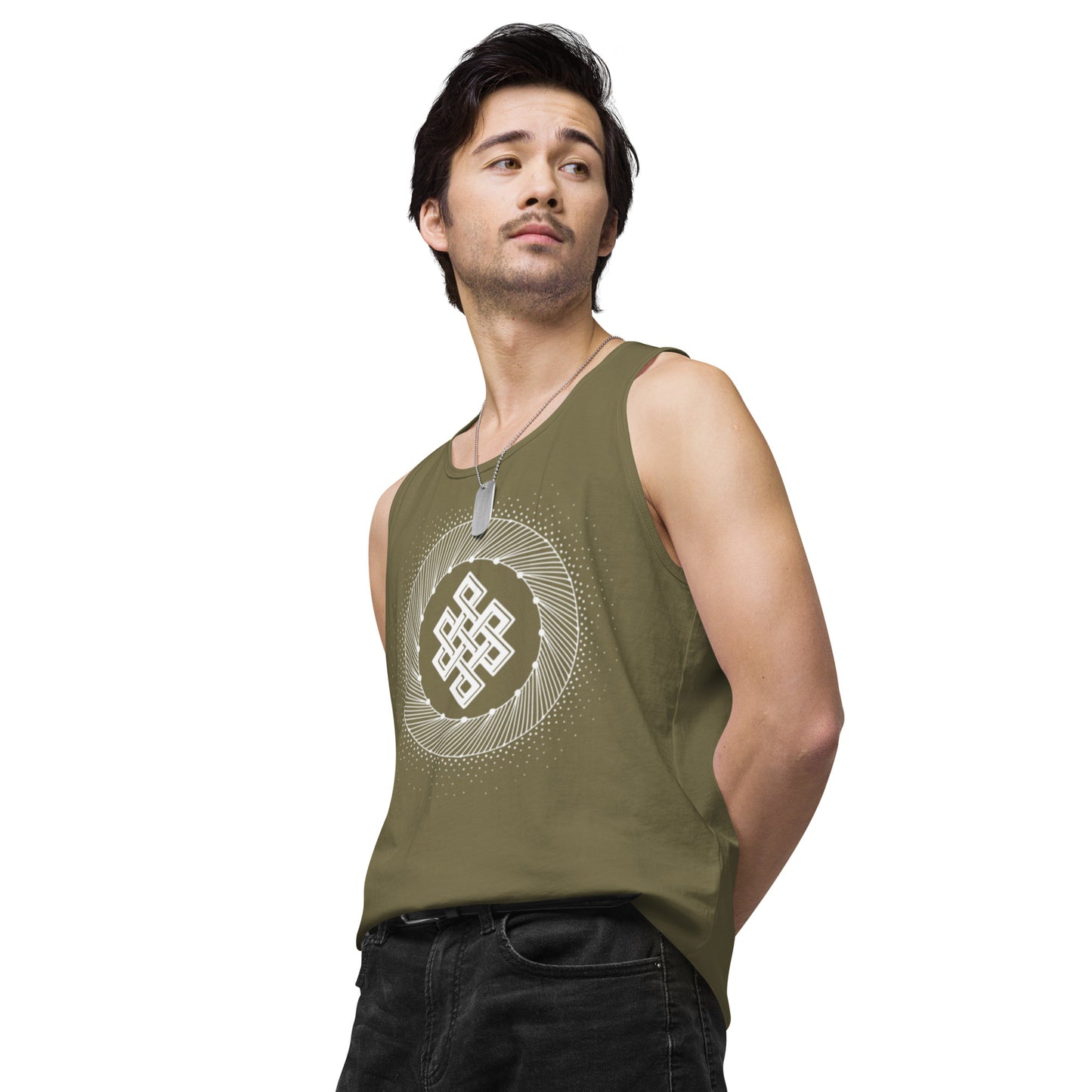 Men’s Premium Tank Top: Tibetan Eternity Knot Mandala