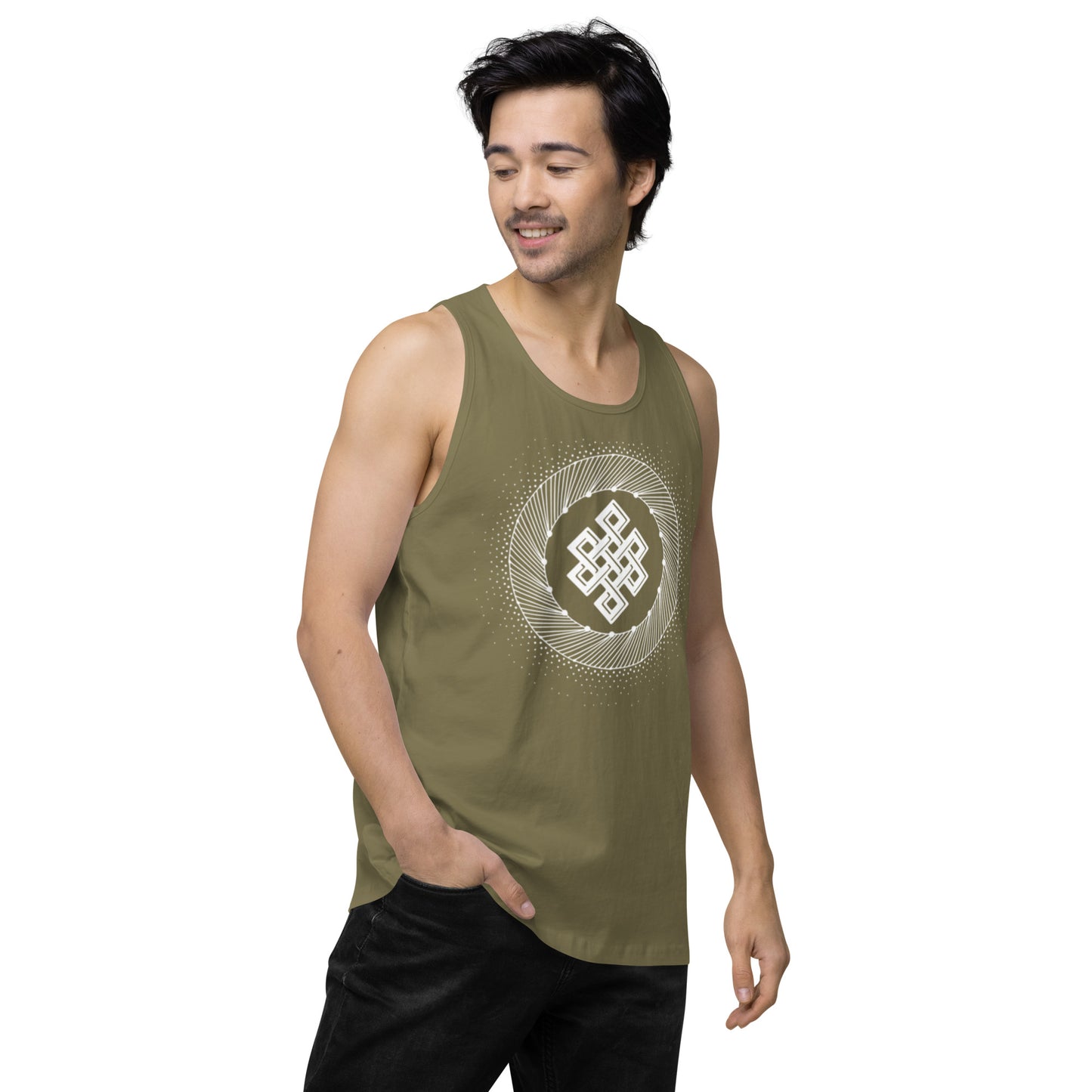 Men’s Premium Tank Top: Tibetan Eternity Knot Mandala