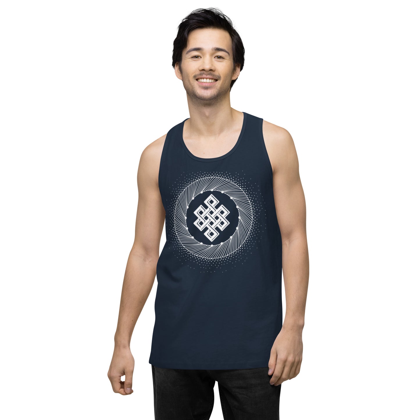 Men’s Premium Tank Top: Tibetan Eternity Knot Mandala