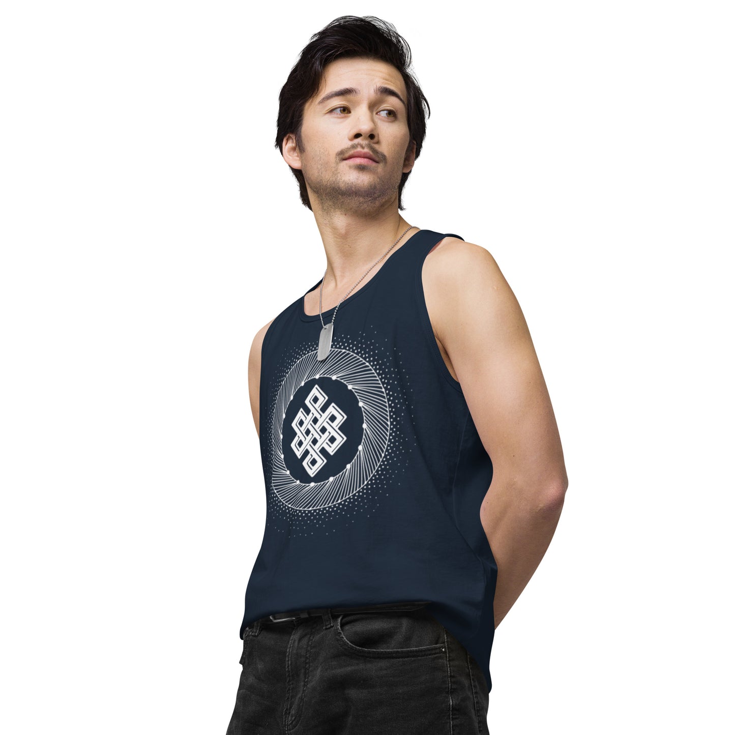 Men’s Premium Tank Top: Tibetan Eternity Knot Mandala