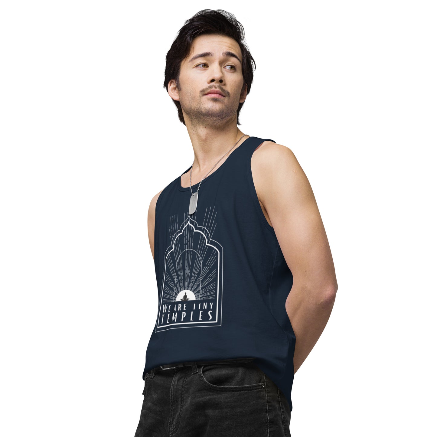 Men’s Premium Tank Top: We Are Tiny Temples