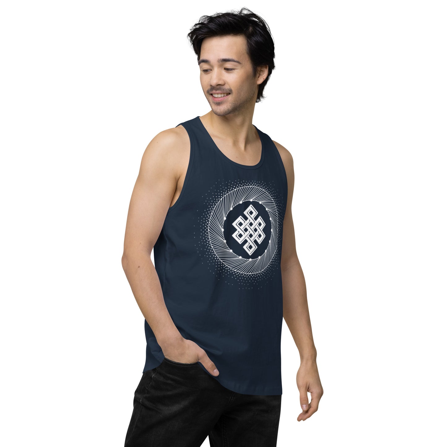 Men’s Premium Tank Top: Tibetan Eternity Knot Mandala