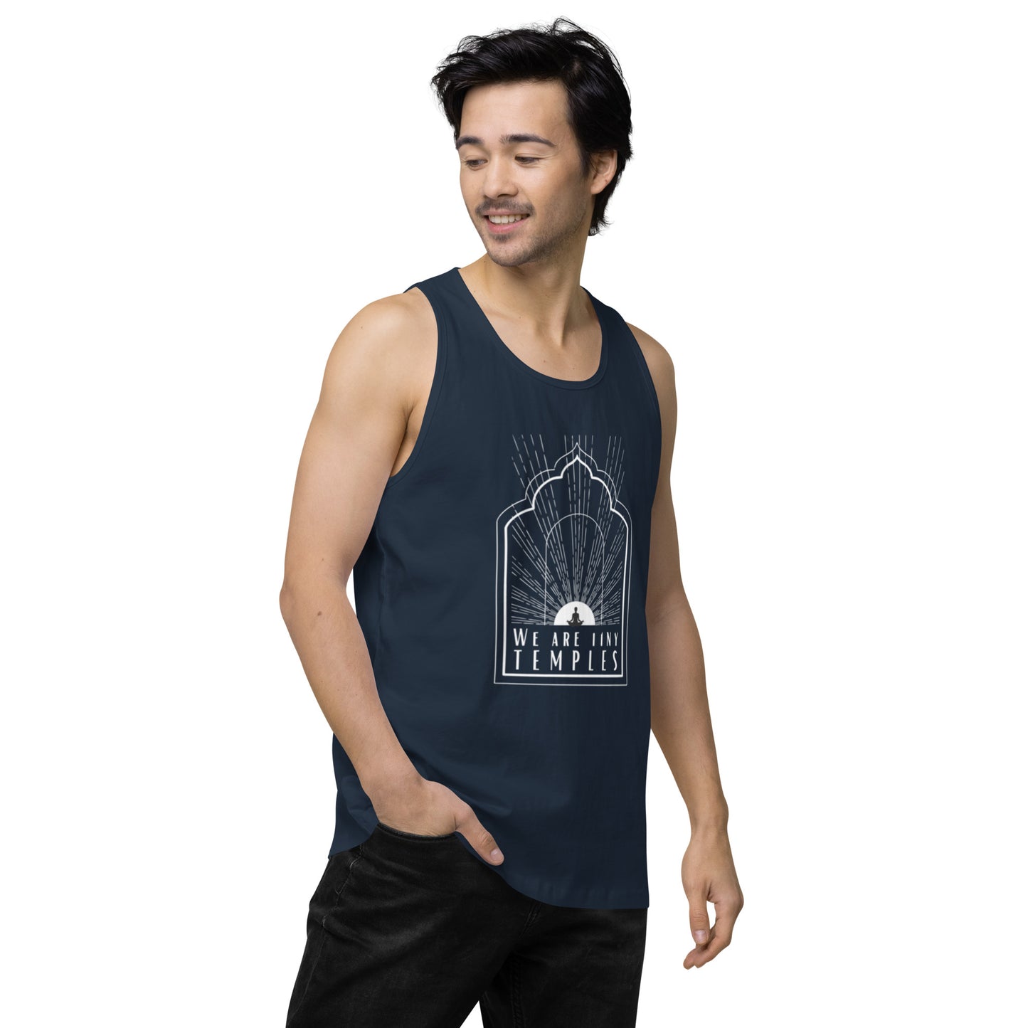 Men’s Premium Tank Top: We Are Tiny Temples