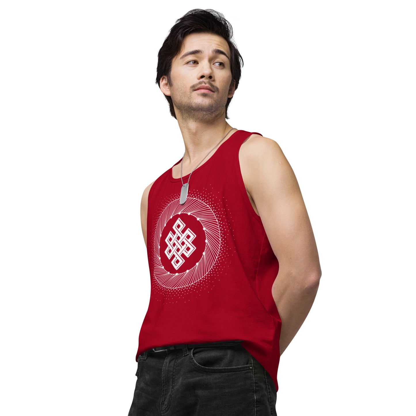 Men’s Premium Tank Top: Tibetan Eternity Knot Mandala