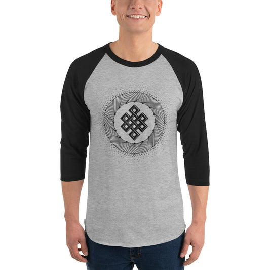 3/4 Sleeve Raglan Shirt: Tibetan Eternity Knot Mandala