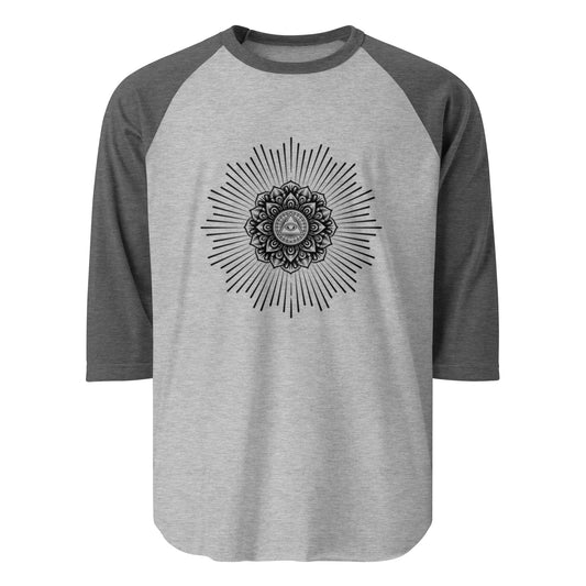 3/4 Sleeve Raglan Shirt: Know Thyself Mandala