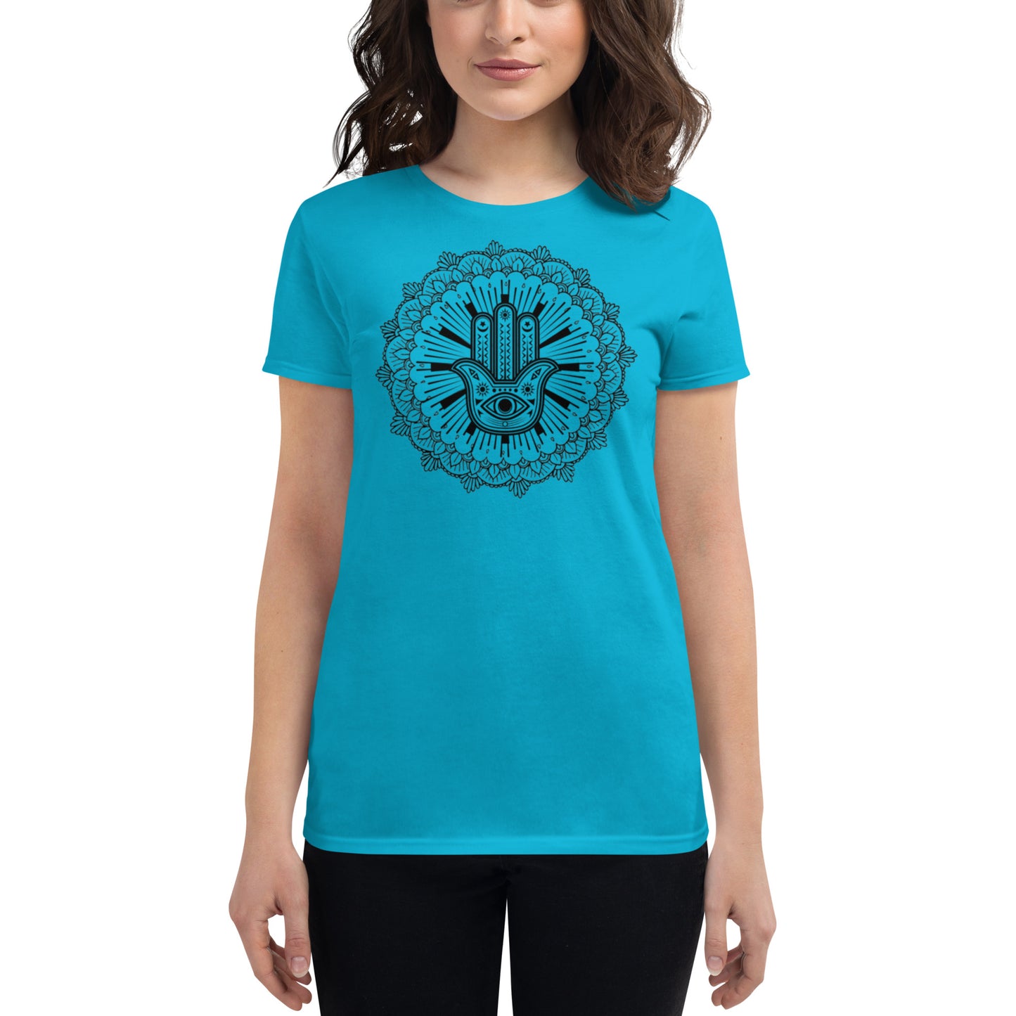 Women's Short Sleeve T-shirt: Hand of Fatima Mandala