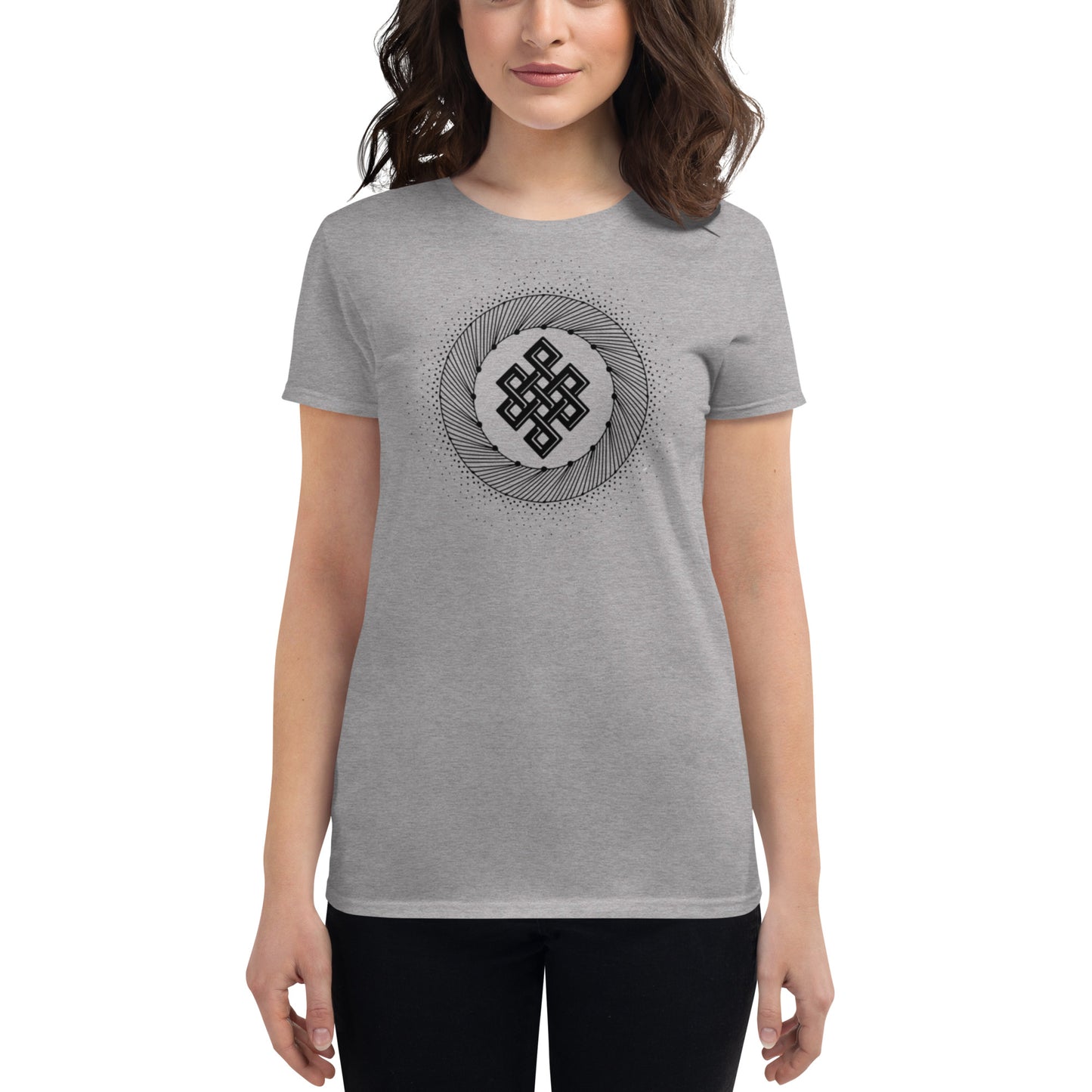 Women's Short Sleeve T-shirt: Tibetan Eternity Knot Mandala