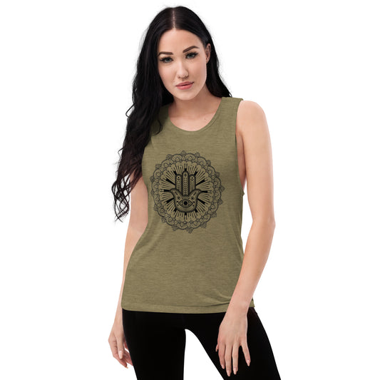 Ladies’ Muscle Tank: Hand of Fatima Mandala